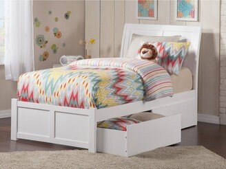 AFI Portland Twin XL Platform Bed with Footboard and 2 Drawers in White