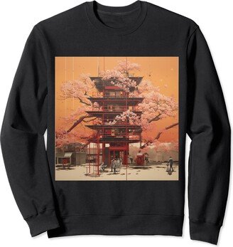 Sakura Buildings Mordern Lines Sakura in Symmetry Japan's Modern Architectural Poetry Sweatshirt