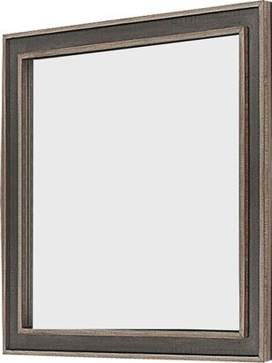 Modern Wooden Frame Dresser Mirror with Plank Design, Rustic and Dark Brown