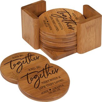 Bamboo Coasters | Wedding Coaster Personalized Set Handmade Round For Men Modern-AA