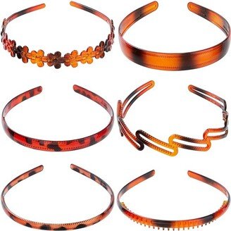 Bright Creations 24 Pack Skinny Headbands Hairbands with Teeth for Women Accessories, Tortoise Brown