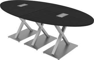 Skutchi Designs, Inc. 6 Person 8X4 Oval Conference Table with X Bases And Power Modules