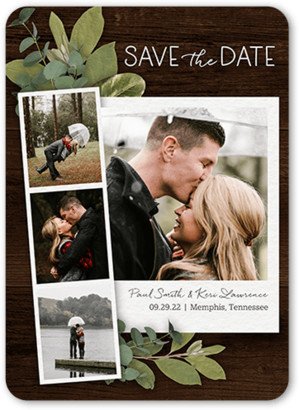 Save The Date Cards: Stemmed Snapshot Save The Date, Brown, 5X7, Matte, Signature Smooth Cardstock, Rounded