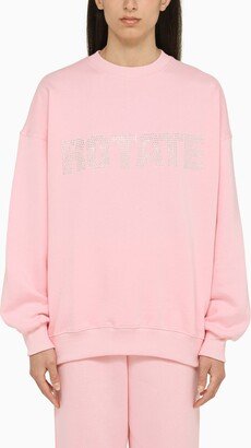 Pink crewneck sweatshirt with crystals