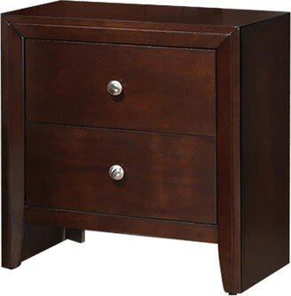 TOSWIN 22 Wood Finish 2-Drawers Nightstand with Silver Handles, Rubber Wood Frame and Tapered Legs for Bedroom