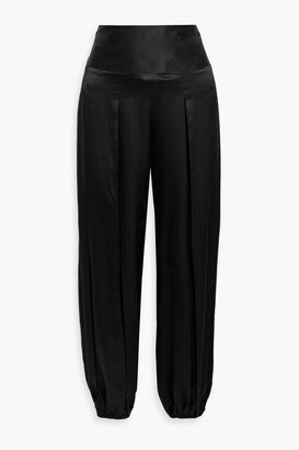 Ibiza pleated hammered silk-satin tapered pants