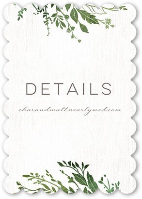 Enclosure Cards: Garland Initials Wedding Enclosure Card, White, Pearl Shimmer Cardstock, Scallop