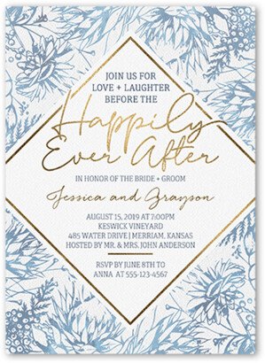 Rehearsal Dinner Invitations: Foliage Wash Rehearsal Dinner Invitation, Blue, 5X7, Standard Smooth Cardstock, Square