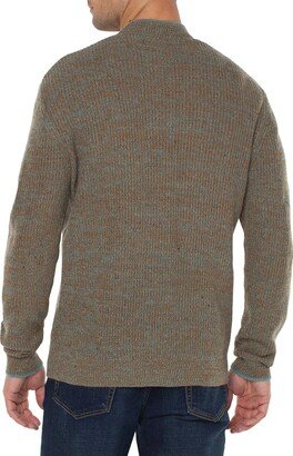 Button Mock Neck Marled Sweater