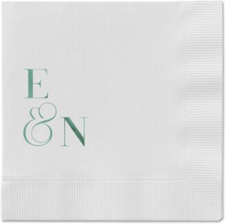 Wedding Napkins: Arched Rehearsal Napkin, Green, White