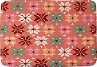 Showmemars Winter Quilt Pattern Memory Foam Bath Mat Orange