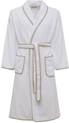 Light terrycloth & linen crepe bathrobe