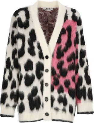 V-Neck Animal Patterned Cardigan