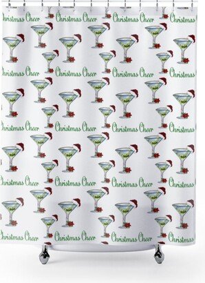 Martini Cheers Holiday Festive Shower Curtains