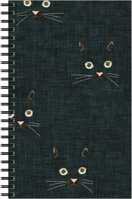 Notebooks: Cat Face - Black Notebook, 5X8, Black