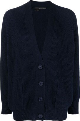 ribbed-knit V-neck cardigan-AD