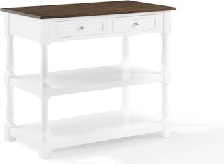 Caitlyn Wood Top Kitchen Island White/Dark Brown