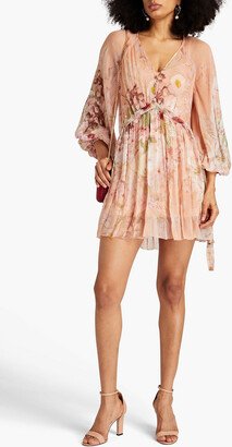 Floral-print crepon mini dress