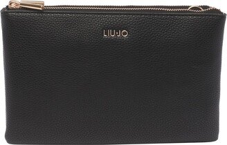 Logo Plaque Zipped Clutch Bag-AC