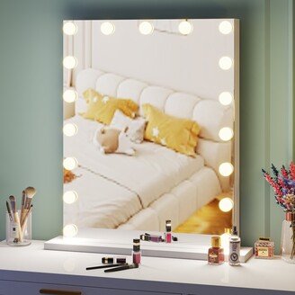 LEE Furniture Large Makeup Vanity Mirror with 17 Detachable Bulbs, 3 Lighting Modes and Touch Control