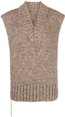 V-neck knitted top-AE