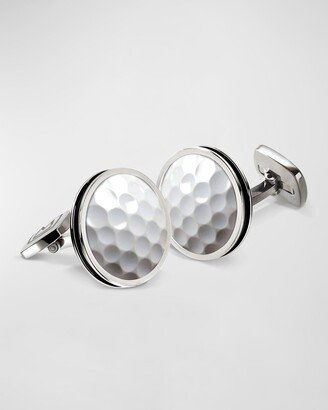 Men's Stainless Steel Golf Ball Round Cufflinks