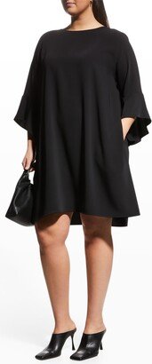 Plus Size Julia Ruffle-Sleeve Crepe Dress-AA