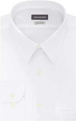 Men's Dress Shirt Regular Fit Poplin Solid (White) Men's Long Sleeve Button Up