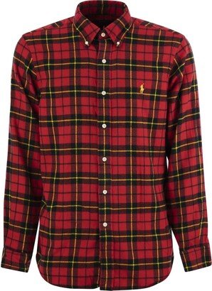 Logo Embroidered Check Patterned Shirt