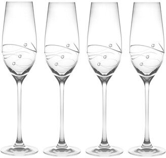 European Handmade Glass Sparkle Swarovski Champagne Flutes Set Of 4