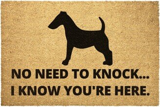 No Need To Knock I Know You Are Here Funny Smooth Fox Terrier Dog Coir Doormat Door Mat Entry Rug Housewarming Gift