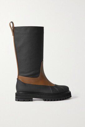 Regent Fishing Leather And Coated-canvas Rain Boots - Black