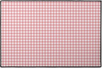 Door Mats: Simple Gingham Door Mat, Pink