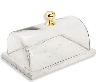 Rectangular Marble Cake Dome with Knob