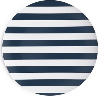 Salad Plates: Simple Horizontal Stripe Salad Plate, Blue