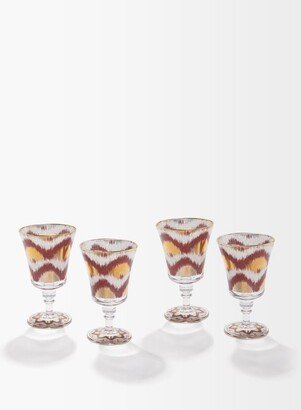 Set Of Four Ikat-print Wine Glasses