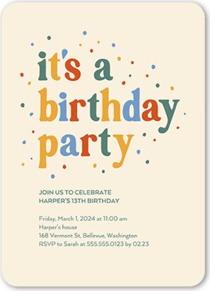 Teen Birthday Invitations: Dotted Display Birthday Invitation, Yellow, 5X7, Matte, Signature Smooth Cardstock, Rounded