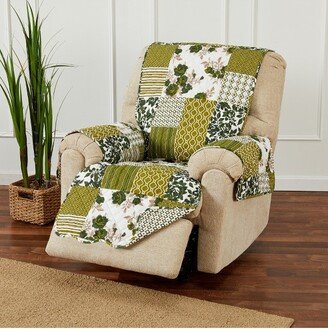 Great Bay Home Patchwork Scalloped Reversible Washable Pet Furniture Protector (26 Recliner, Olive)