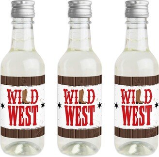 Big Dot Of Happiness Western Hoedown - Mini Wine Bottle Label Stickers Cowboy Party Favor Gift 16 Ct