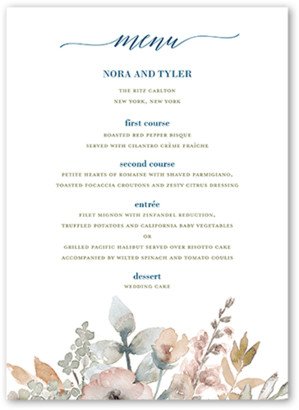 Wedding Menu Cards: Diamond Blossoms Wedding Menu, Green, 5X7 Flat Menu, Standard Smooth Cardstock, Square