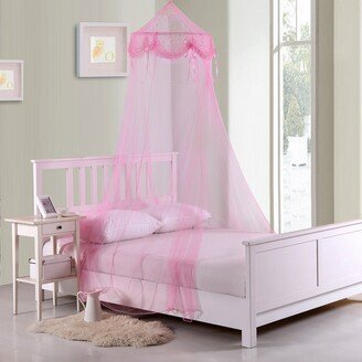 Casablanca Kids Buttons and Bows Kids' Collapsible Hoop Sheer Bed Canopy