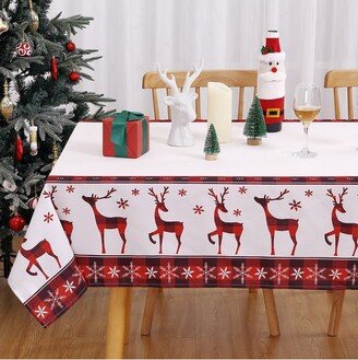 Rectangle Christmas Tablecloth with Buffalo Reindeer Print,