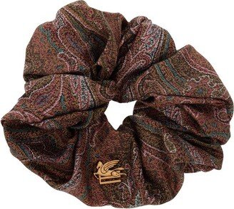 Logo-Plaque Patterned Scrunchie