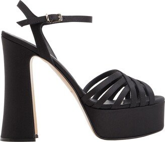 Satin Platform Sandals Sandals Black-AA