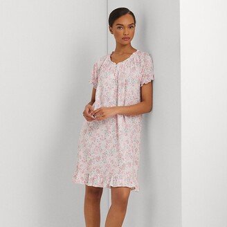 Ralph Lauren Floral Ruffle-Trim Jersey Nightgown