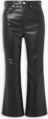 Casey cropped coated high-rise flared jeans