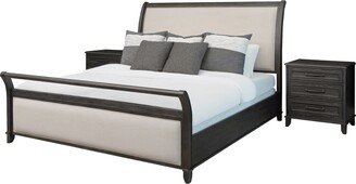 Cindi 3 Piece Grey Bedroom Set with Sleigh Bed