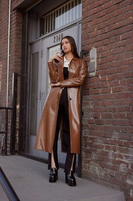 Faux Patent Leather Trench Coat