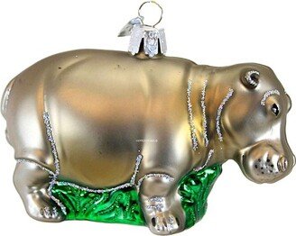 Hippopotamus - One Ornament 2.75 Inches - Ornament Hippo Wildlife - 12158 - Glass - Gray