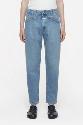 X-Lent Boyfriend Mid Waist Jeans In Medium Blue